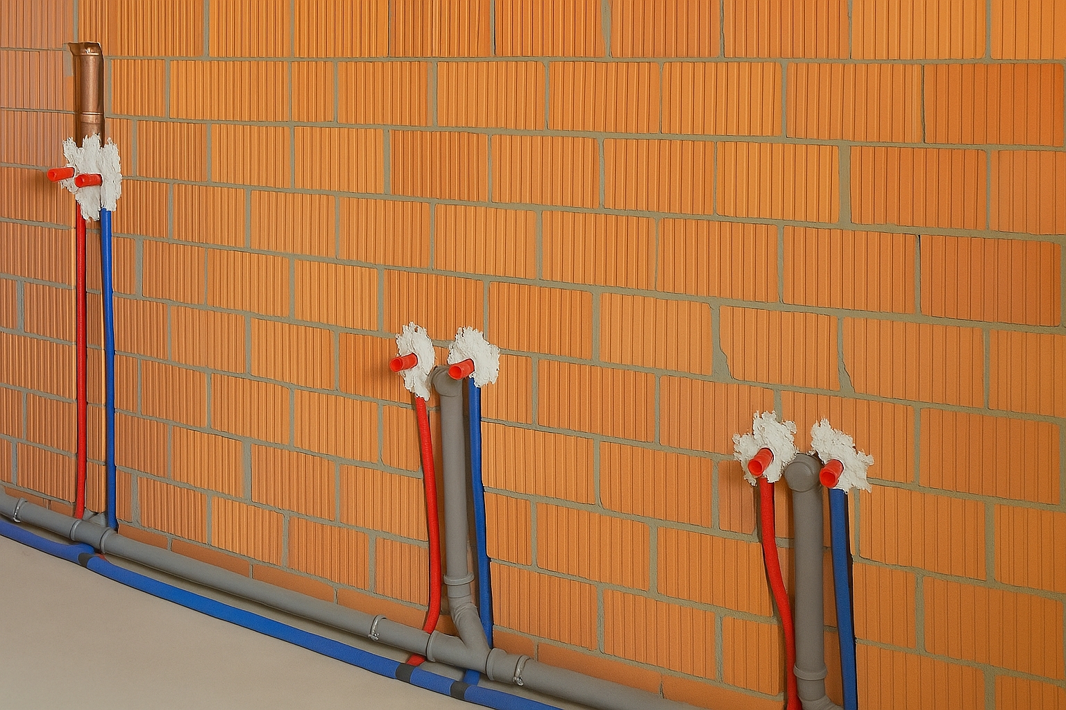 Монтаж труб холодного и горячего водоснабжения по дому Монтаж труб холодного и горячего водоснабжения по дому