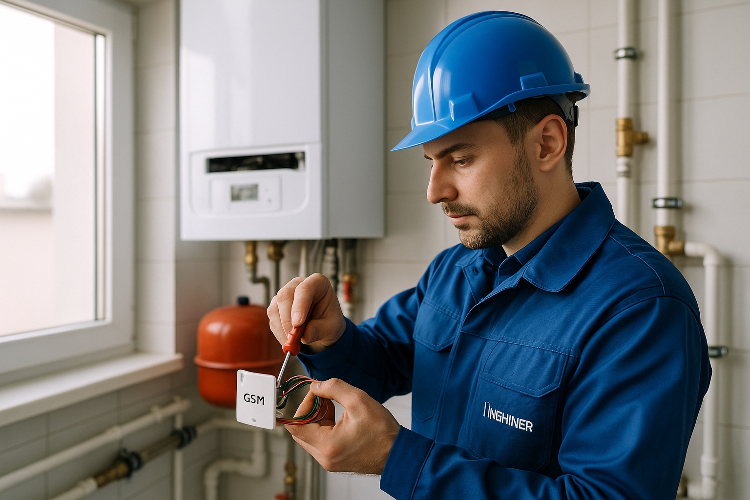 Процесс монтажа GSM-модуля на котел специалистом Процесс монтажа GSM-модуля на котел специалистом